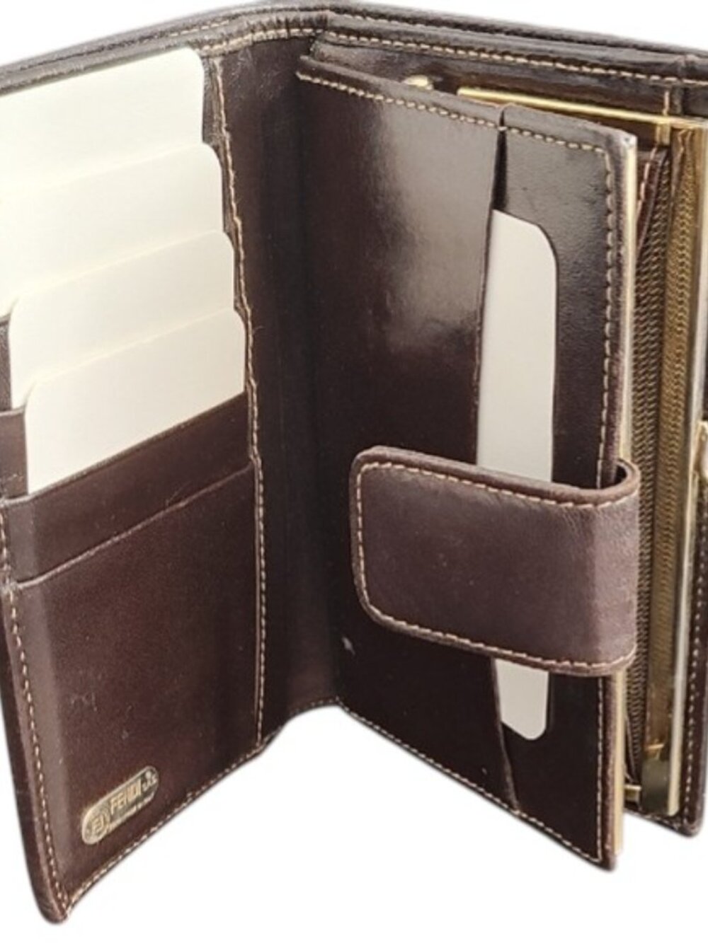 Fendi | Brown Zucca Canvas & Leather | Snap Wallet | missing kisslock - Picture 6 of 10